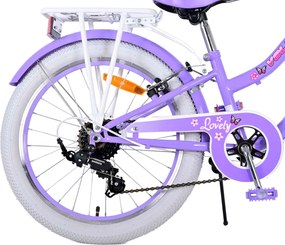 Bicicletta per Bambine 20" Stabilizzatori e Freni Vbrake con Cestino e Portabambola Viola...