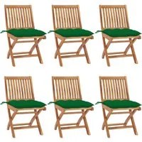 Sedie da Giardino Pieghevoli con Cuscini 6 pz Massello di Teak 3072854