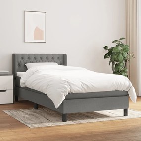 Giroletto A Molle Con Materasso Grigio Scuro 90x200 Cm Tessuto /