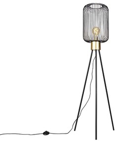 Lampada da terra di design nera con oro - Mayelle