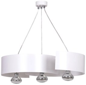 Lampadario Moderno 3 Luci Vixon In Acciao Bianco E Cromo