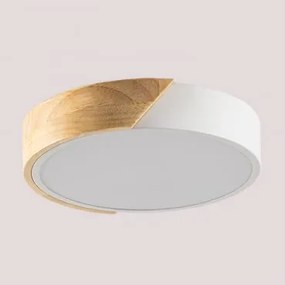 Plafoniera Led Jan Bianco - Legno Naturale & Ø23 Cm - Sklum