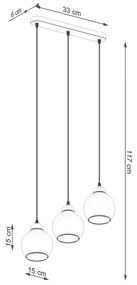 Sollux SL.1142 - Lampadario a cavo ALINO 3xE27/60W/230V nero