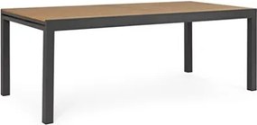 Tavolo Allungabile Per Esterno In Alluminio 95x200-300 Cm Con Doghe Di Legno Elias Antracite Bizzotto