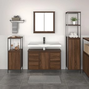 Set di mobili per bagno  3 pezzi - rovere marrone legno ingegnerizzato