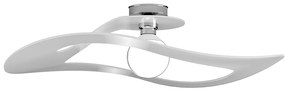 Plafoniera Moderna Surf Metallo Bianco Vetro Cromo 1 Luce E27 D.70Cm