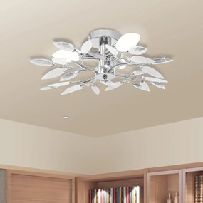 Lampada Da Soffitto Foglie Bianco E Acrilico Trasparente 3xe14 /