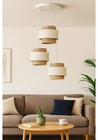 Lampadario a corda BOHO 3xE27/60W/230V crema/iuta