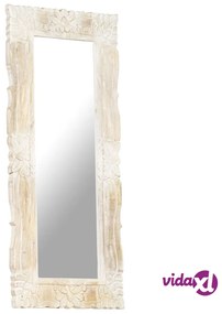 vidaXL Specchio Bianco 110x50 cm in Legno Massello di Mango