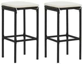 Sgabelli Da Bar Con Cuscini 3 Pz Neri İn Polyrattan /