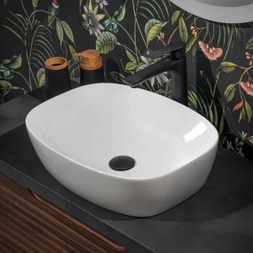 Lavabo da appoggio 50x38 cm in ceramica lucida con angoli tondi