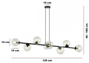 Lampadario a sospensione ROSSI 8 BL in acciaio e vetro 8xE14 Colore delle Sfere Trasparente