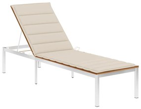 Sdraio Con Cuscino İn Legno Massello Di Acacia E Acciaio Inox /