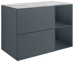 Mobile da bagno sotto lavabo SENSEA Neo Line grigio scuro/marmo bianco L 90 x H 65 x P 48.5 cm, lavabo non incluso