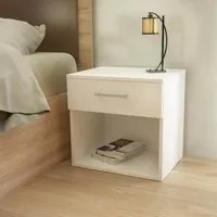 Comodino con un cassetto ed un vano a vista inferiore 44 5x35x43 5h cm di colore Bianco mod. Nightstand