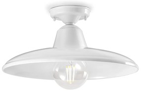Plafoniera Industrial Minimal Nordico B&W Metallo Smaltato Bianco 1 Luce E27