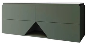 Mobile bagno con lavabo L 140 x H 55 x P 45.3 cm verde opaco per doppia vasca Vintage