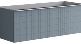 Mobile da bagno sotto lavabo Pixel grid frontale indaco e maniglia alluminio brillante laccato opaco L 120 x H 40 x P 45.5 cm 1 cassetto, lavabo non incluso