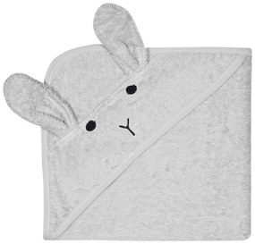 Asciugamano con cappuccio da bambini grigio in cotone 76x76 cm Rabbit – Kindsgut