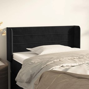 Testiera Ad Orecchio Nera 83x16x78/88 Cm İn Velluto /