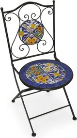 Set Bistrot Tavolo Maioliche D60xH75 Con 2 Sedie Pieghevoli Genziana