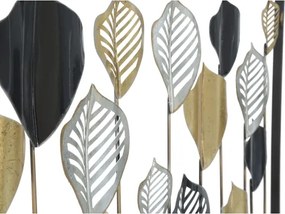 Pannello Decorativo Rettangolare Con Foglie 120x2,5x78,5 Cm In Ferro Oro Argento Nero Lex-A