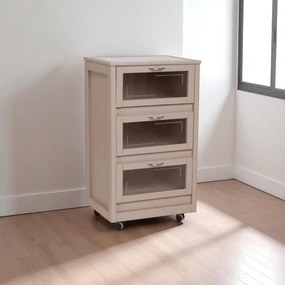 Carrello Mobiletto Tortora con ante a ribalta in vetro LANDHELL