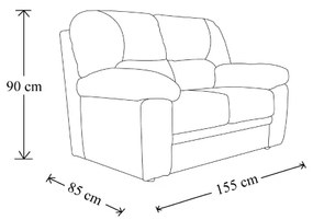 Divano a 2 posti tessuto Mozart imbottito 155 cm Beige e Marrone