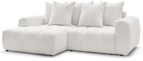 Divano angolare bianco allungabile/con contenitore (con penisola a sinistra/con chaise lounge) con rivestimento in bouclé Roxelane – Bobochic Paris