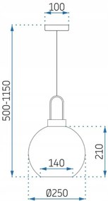Lampada da soffitto a sospensione con sfera di vetro 25cm APP630-1CP
