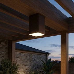 Plafoniera da soffitto E27 Quadrata IP54 in Alluminio - Corten