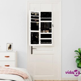 vidaXL Armadio Portagioie a Specchio con Luci LED a Parete Bianco