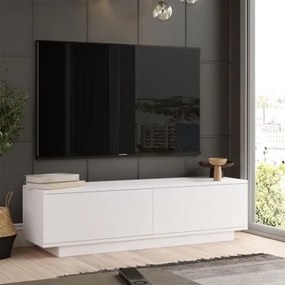 Mobile Porta TV Da Terra 140x35x38 Bianco Con Vani Salvaspazio Fonda