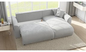 Divano angolare grigio chiaro in velluto (variabile) Lorine - Ropez