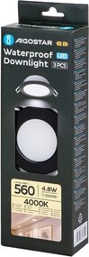 Aigostar-SET 3x Lampada da incasso da esterno LED LED/4,8W/230V 4000K IP65 nero