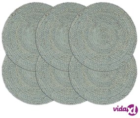 vidaXL Tovagliette 6 pz Verde Oliva Neutro 38 cm Rotonde in Juta