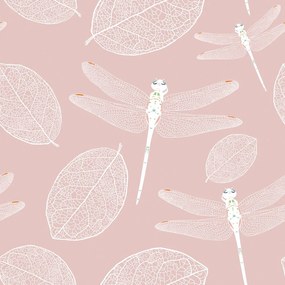 Carta da parati – Libellule volanti in rosa