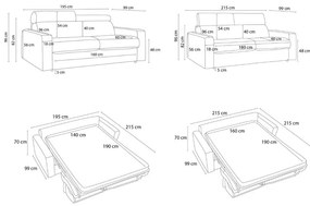 Divano color crema allungabile 195 cm Monaco – Bobochic Paris