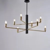 Lampadario 8 Luci Isak In Ferro Laccato Nero E Ottone Spazzolato