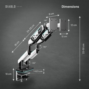 Supporto Doppio per Monitor da 49 Pollici Bianco e Nero X-Arm Dual RGB