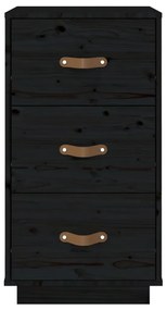 Comodino nero 40x40x75 cm in legno massello di pino