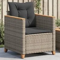 Sedia da Giardino con Cuscini Grigia in Polyrattan 366322