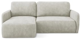 Divano angolare color crema allungabile/con contenitore (con penisola a sinistra/con chaise lounge) con rivestimento in ciniglia Lilo – Makamii