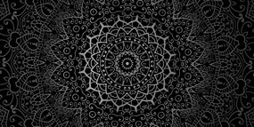 Quadro su tela – Mandala vintage in stile indiano in bianco e nero
