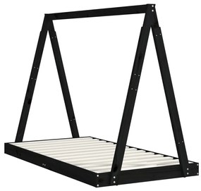 Giroletto per bambini nero 80x160 cm in legno massello di pino