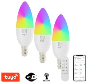 Immax NEO 07716CDO -SET 3xLED RGB Lampadina dimmerabile E14/6W/230V Wi-Fi Tuya+RC