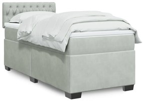 Giroletto A Molle Con Materasso Grigio Chiaro 90x190 Cm Velluto /