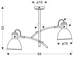 Lampadario a stelo ZUMBA 2xE27/60W/230V bianco/nero