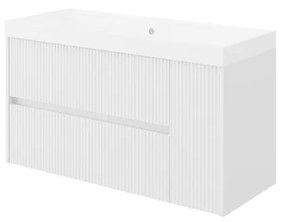 Mobile sottolavabo e lavabo Portofino bianco in mdf L 100 x H 50.5 x P 40 cm 1 vasca, 1 anta 2 cassetti