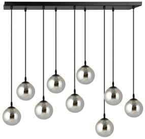 Lampadario a Sospensione in Acciaio e Vetro COSMO 9 Nero 9xE14